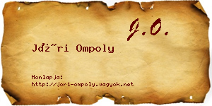 Jóri Ompoly névjegykártya